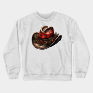 Watercolor Western Christmas Hat Crewneck Sweatshirt